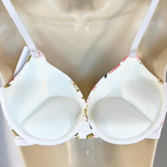 VS Bombshell Inspired Adds 2 Cups Ultimate Pushup Bra 36C White Floral - Picture 2 of 5